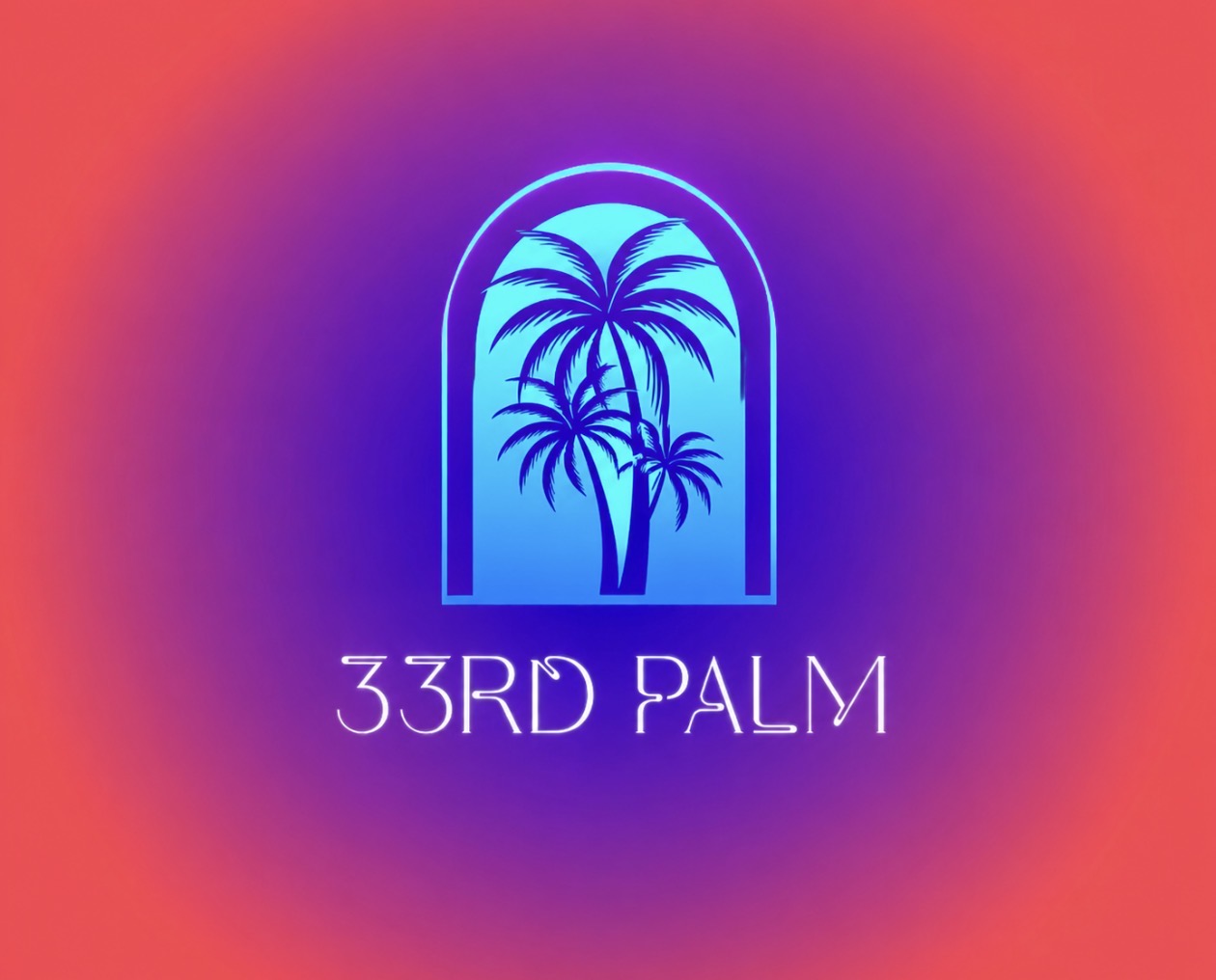33rd Palm portal illustration — palms glowing beneath a neon desert sky